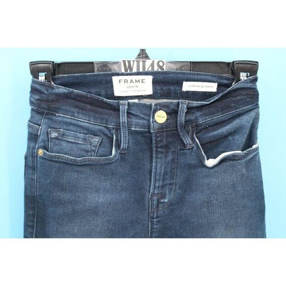 Frame Denim Jeans Womens 24 Blue Raw Hem Le Skinny Jeanne Distressed Ladies - Picture 2 of 8
